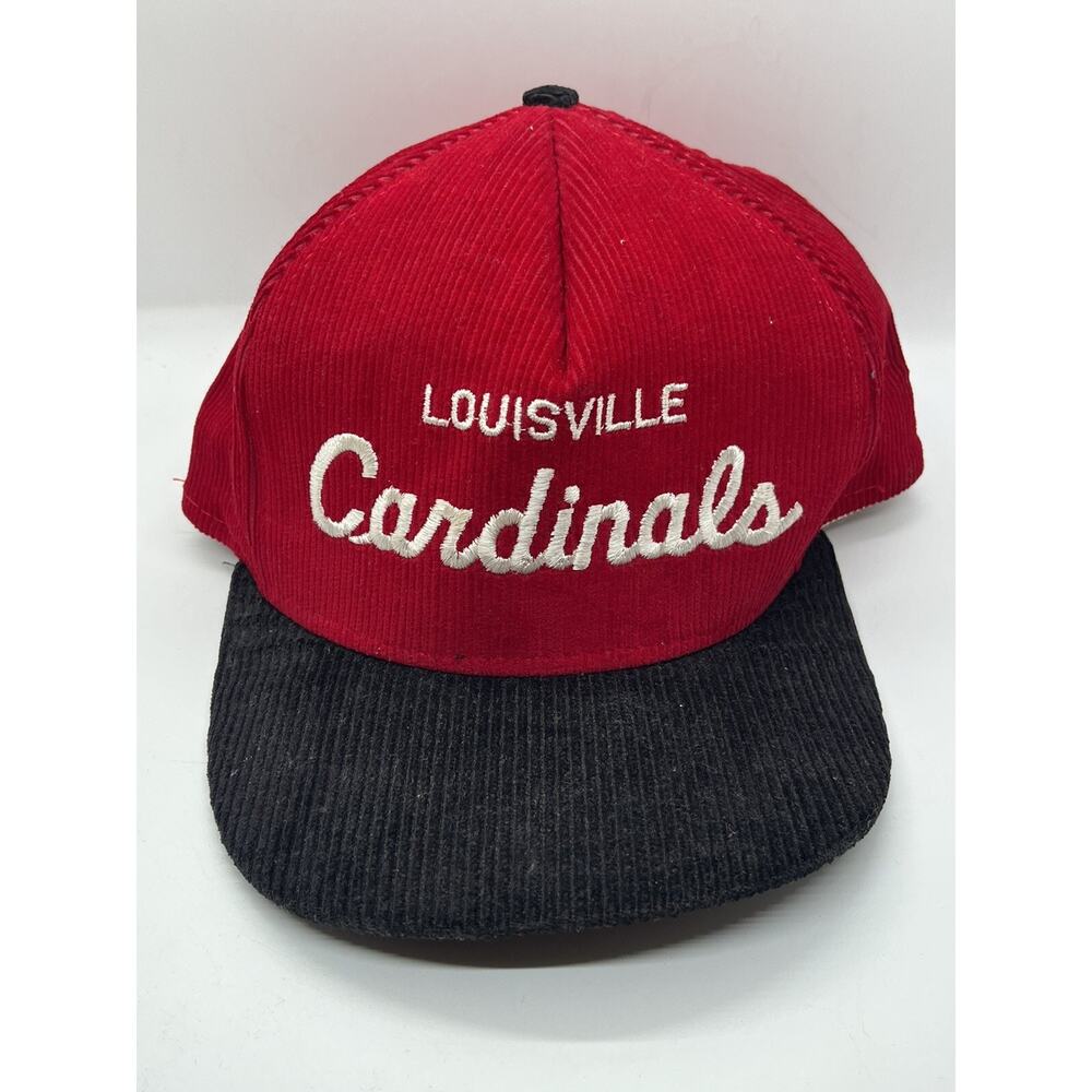 RARE VINTAGE LOUISVILLE CARDINALS SNAPBACK SCRIPT HAT CORDUROY NCAA MULTICOLOR